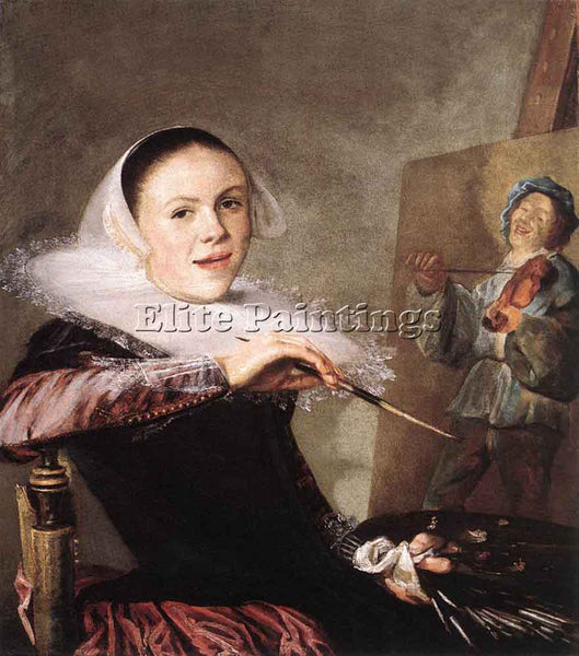 JUDITH LEYSTER SELF PORTRAIT ARTIST PAINTING REPRODUCTION HANDMADE CANVAS REPRO