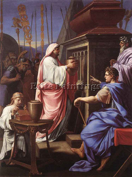 EUSTACHE LE SUEUR CALIGULA DEPOSITING THE ASHES OF HIS MOTHER PAINTING HANDMADE