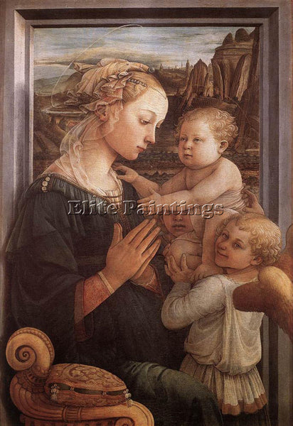 FRA FILIPPO LIPPI MADONNA WITH THE CHILD AND TWO ANGELS 1465 ARTIST PAINTING OIL