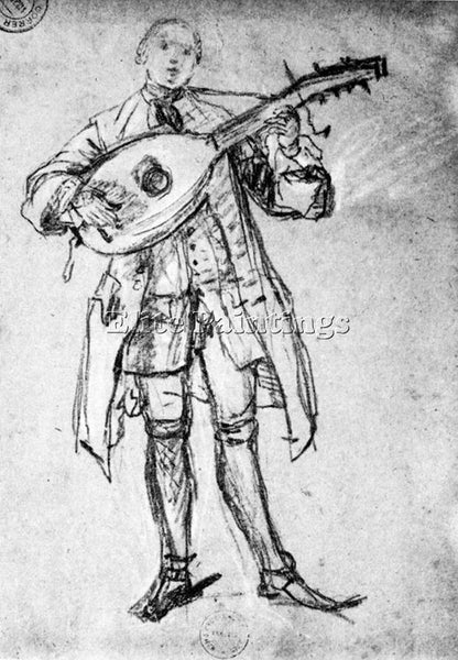 PIETRO LONGHI LUTE PLAYER ARTIST PAINTING REPRODUCTION HANDMADE OIL CANVAS REPRO