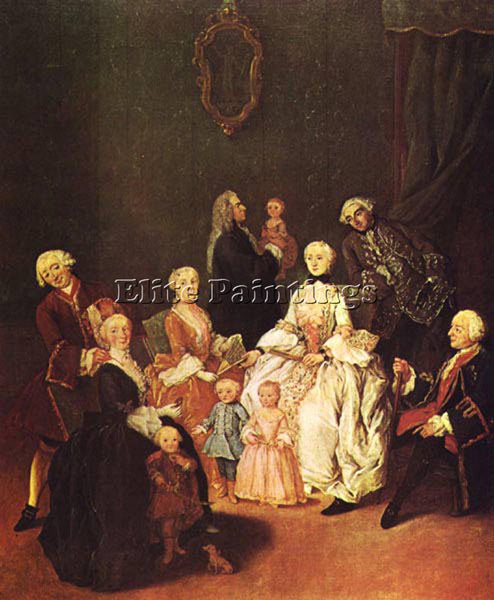 PIETRO LONGHI PATRICIAN FAMILY ARTIST PAINTING REPRODUCTION HANDMADE OIL CANVAS