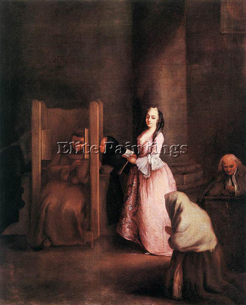 PIETRO LONGHI THE CONFESSION ARTIST PAINTING REPRODUCTION HANDMADE CANVAS REPRO