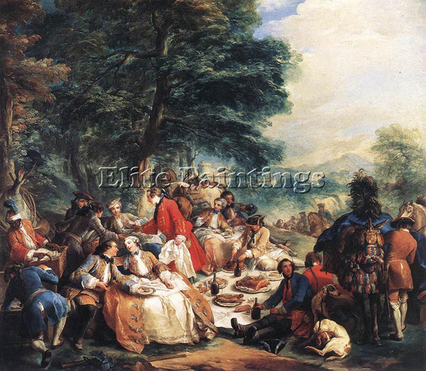 CARLE VAN LOO HALT DURING THE HUNT ARTIST PAINTING REPRODUCTION HANDMADE OIL ART
