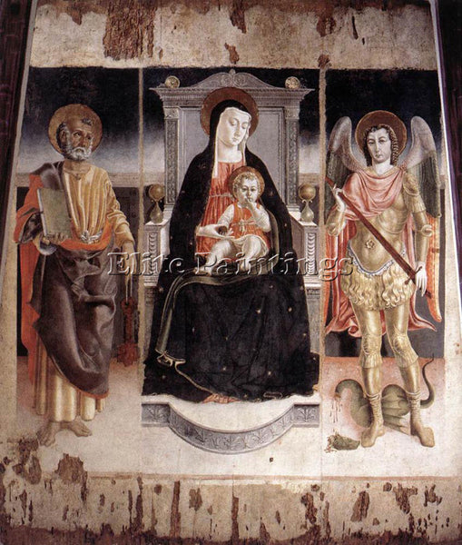 LORENZO DA VITERBO MADONNA ENTHRONED WITH INFANT CHRIST ST PETER AND ST MICHAEL