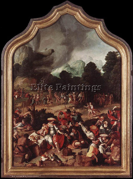 LUCAS VAN LEYDEN WORSHIPPING OF THE GOLDEN CALF ARTIST PAINTING REPRODUCTION OIL