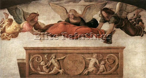 BERNARDINO LUINI ST CATHERINE CARRIED TO HER TOMB BY ANGELS ARTIST PAINTING OIL