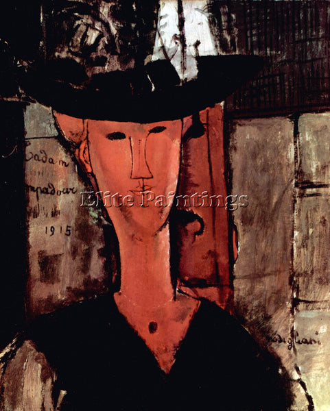 AMEDEO MODIGLIANI LADY WITH HAT  ARTIST PAINTING REPRODUCTION HANDMADE OIL REPRO