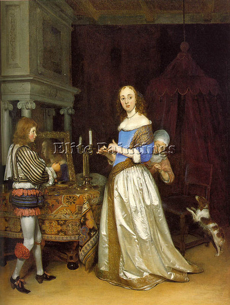 GERARD TER BORCH LADY AT HER TOILETTE 1 ARTIST PAINTING REPRODUCTION HANDMADE