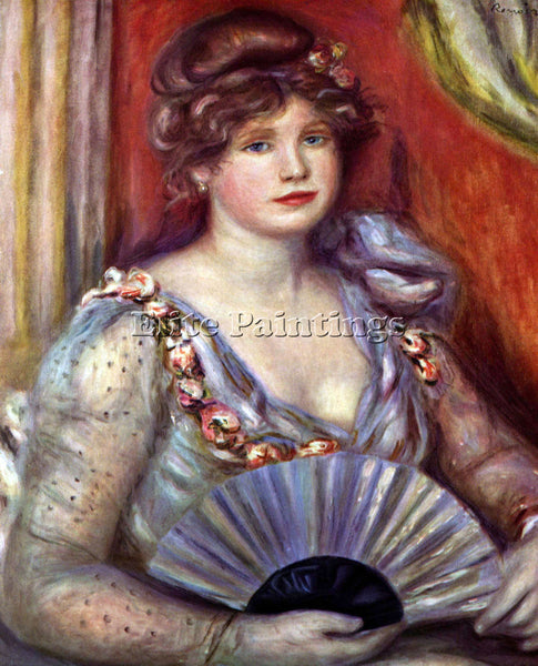 RENOIR LADY WITH FAN ARTIST PAINTING REPRODUCTION HANDMADE OIL CANVAS REPRO WALL