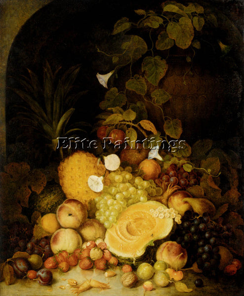 LANCE STILL LIFE PEACHES PLUMS STRAWBERRIES TROPICAL FRUITS ARCHITECTURAL NICHE