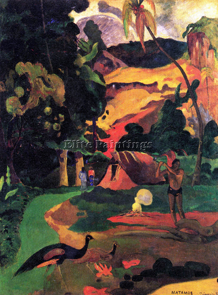 GAUGUIN LANDSCAPE WITH PEACOCKS ARTIST PAINTING REPRODUCTION HANDMADE OIL CANVAS