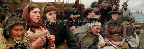 WALTER LANGLEY WAITING FOR THE BOATS ARTIST PAINTING REPRODUCTION HANDMADE OIL