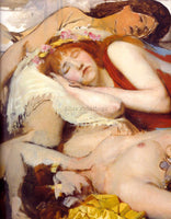 SIR LAWRENCE ALMA-TADEMA EXHAUSTED MAENIDES AFTER THE DANCE ARTIST PAINTING OIL