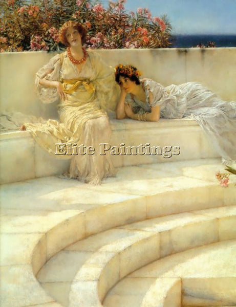 SIR LAWRENCE ALMA-TADEMA UNDER THE ROOF OF BLUE IONIAN WEATHER DETAIL ARTIST OIL
