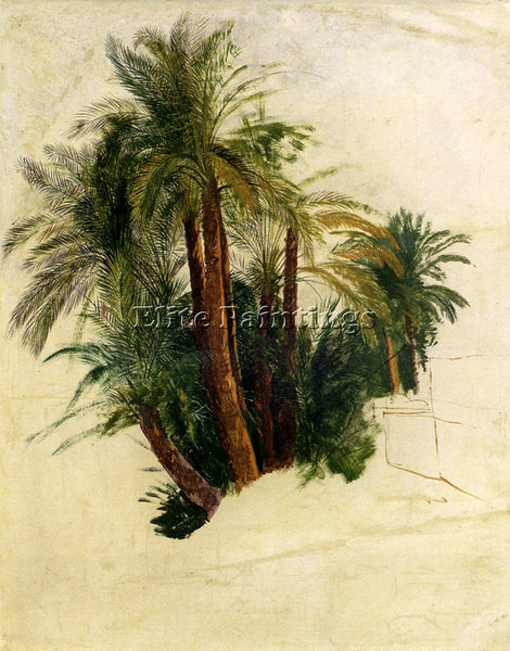 EDWARD LEAR STUDY OF PALM TREES ARTIST PAINTING REPRODUCTION HANDMADE OIL CANVAS