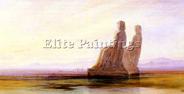EDWARD LEAR THE PLAIN OF THEBES WITH TWO COLOSSI ARTIST PAINTING HANDMADE CANVAS