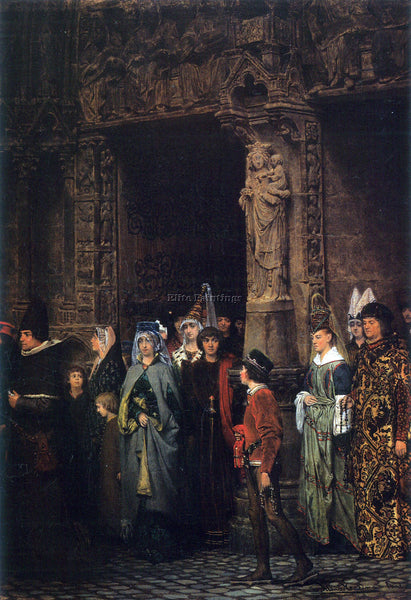 ALMA-TADEMA LEAVING A CHURCH IN THE 15TH CENTURY ARTIST PAINTING HANDMADE CANVAS