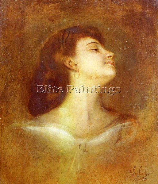 FRANZ VON LENBACH PORTRAIT OF A LADY IN PROFILE ARTIST PAINTING REPRODUCTION OIL
