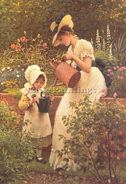 GEORGE DUNLOP LESLIE GD THE YOUNG GARDENER ARTIST PAINTING REPRODUCTION HANDMADE