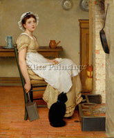 GEORGE DUNLOP LESLIE AT THE HEARTH FSR ARTIST PAINTING REPRODUCTION HANDMADE OIL