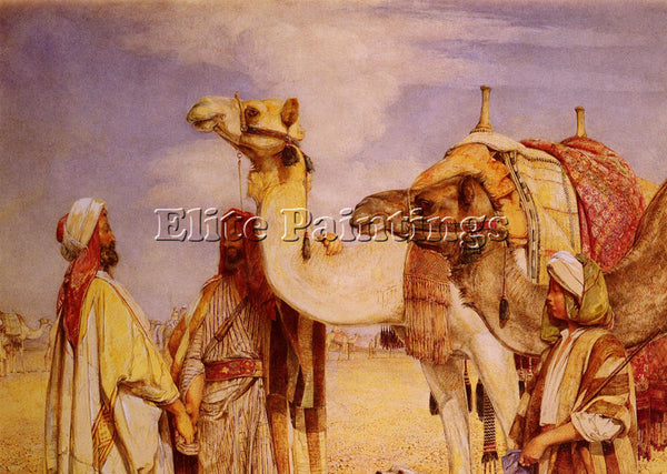 JOHN FREDERICK LEWIS THE GREETING IN THE DESERT EGYPT ARTIST PAINTING HANDMADE