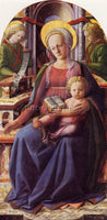 FILIPPINO LIPPI MADONNA AND CHILD ENTHRONED WITH TWO ANGELS ARTIST PAINTING OIL