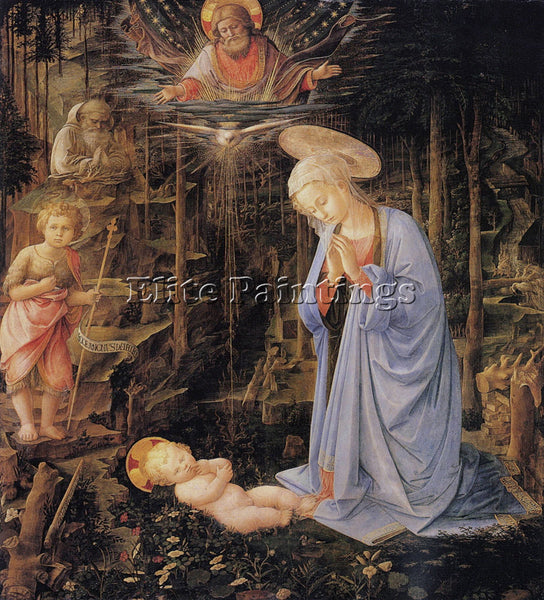 FILIPPINO LIPPI THE ADORATION WITH THE INFANT BAPTIST AND ST BERNARD OIL CANVAS