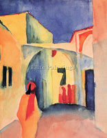 MACKE LOOK IN A LANE ARTIST PAINTING REPRODUCTION HANDMADE OIL CANVAS REPRO WALL