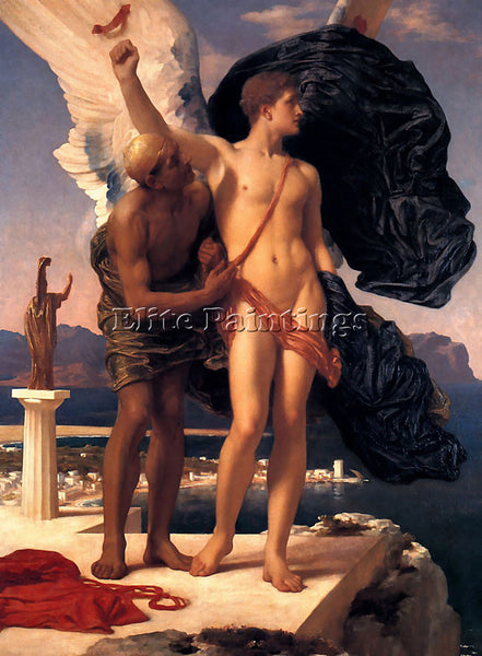 BRITISH LORD FREDERIC LEIGHTON ICARUS ARTIST PAINTING REPRODUCTION HANDMADE OIL