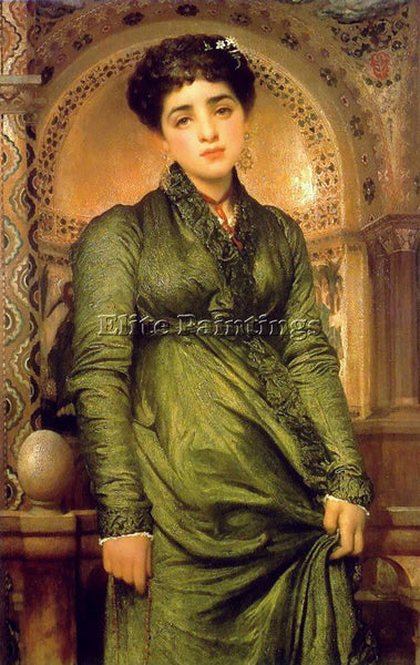 LORD FREDERICK LEIGHTON GIRL IN GREEN ARTIST PAINTING REPRODUCTION HANDMADE OIL