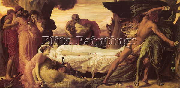 LORD FREDERICK LEIGHTON HERCULES WRESTLING WITH DEATH ARTIST PAINTING HANDMADE