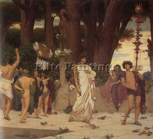 LORD FREDERICK LEIGHTON THE DAPHNEPHORIA RIGHT DETAIL ARTIST PAINTING HANDMADE
