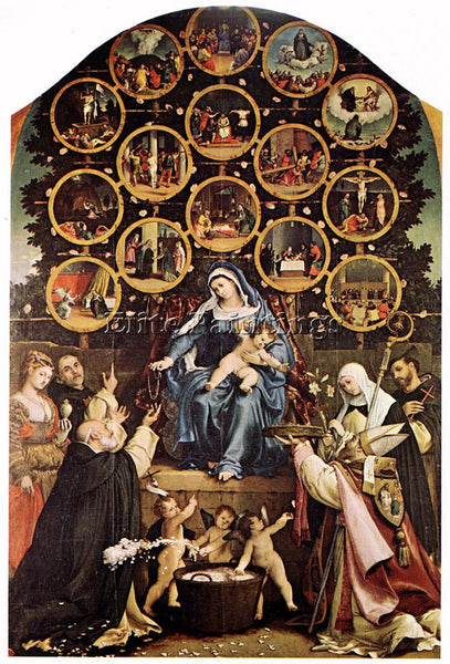 LORENZO LOTTO MADONNA OF THE ROSARY 1539 ARTIST PAINTING REPRODUCTION HANDMADE