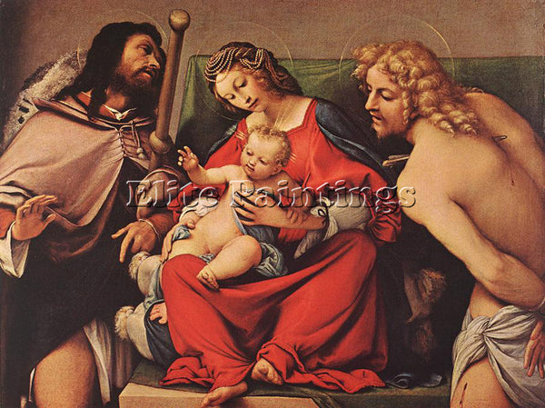 LORENZO LOTTO MADONNA WITH THE CHILD AND STS ROCK AND SEBASTIAN C1522 ARTIST OIL