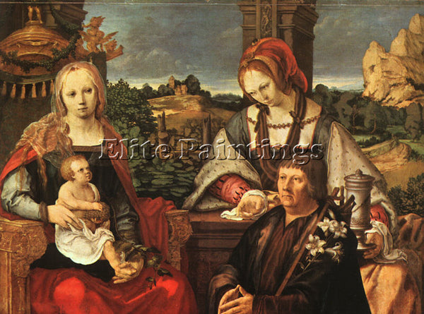 LUCAS VAN LEYDEN MADONNA AND CHILD WITH MARY MAGDALENE AND A DONOR REPRODUCTION