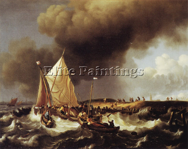HOLLAND LUDOLF BAKHUIZEN BOATS ARTIST PAINTING REPRODUCTION HANDMADE OIL CANVAS