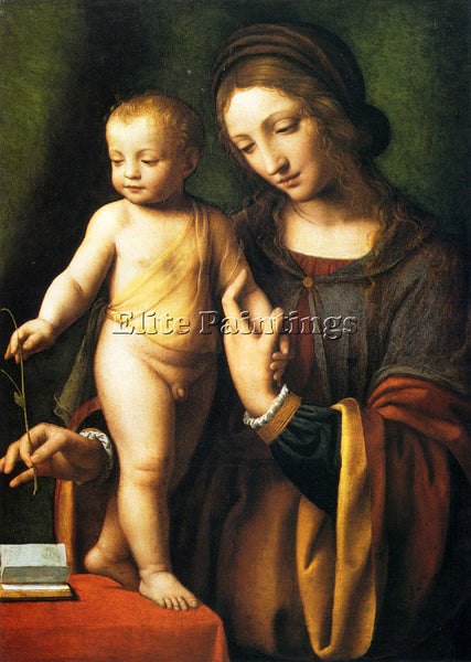 BERNARDINO LUINI THE VIRGIN AND CHILD WITH A COLUMBINE ARTIST PAINTING HANDMADE
