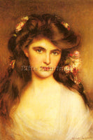 ALBERT LYNCH A YOUNG BEAUTY WITH FLOWERS IN HER HAIR ARTIST PAINTING HANDMADE