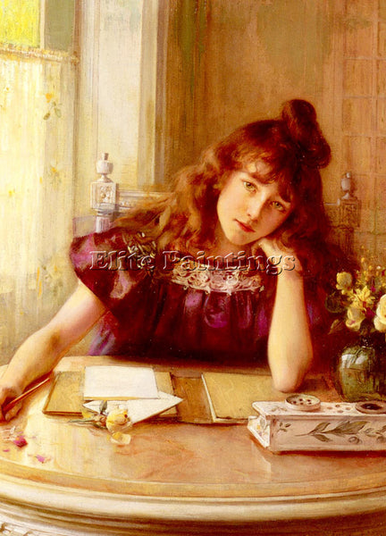 ALBERT LYNCH THE LETTER ARTIST PAINTING REPRODUCTION HANDMADE CANVAS REPRO WALL