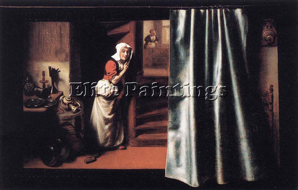 NICOLAES MAES EAVESDROPPER WITH A SCOLDING WOMAN ARTIST PAINTING HANDMADE CANVAS