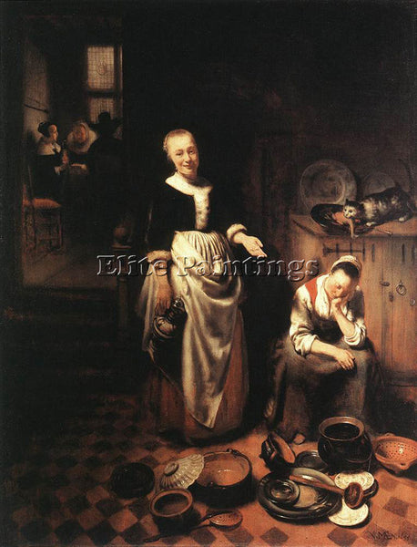 NICOLAES MAES THE IDLE SERVANT ARTIST PAINTING REPRODUCTION HANDMADE OIL CANVAS
