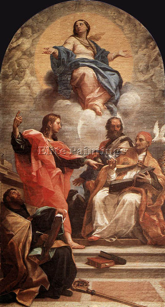 CARLO MARATTI ASSUMPTION AND THE DOCTORS OF THE CHURCH ARTIST PAINTING HANDMADE