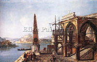 MICHELE MARIESCHI IMAGINATIVE VIEW WITH OBELISK ARTIST PAINTING REPRODUCTION OIL