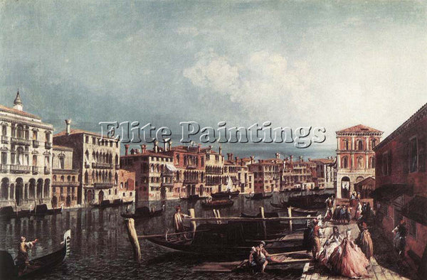 MICHELE MARIESCHI THE GRAND CANAL AT SAN GEREMIA ARTIST PAINTING HANDMADE CANVAS