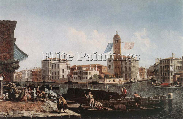 MICHELE MARIESCHI THE GRAND CANAL WITH THE FISHMARKET ARTIST PAINTING HANDMADE