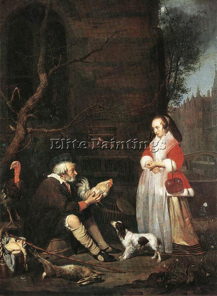 GABRIEL METSU POULTRY SELLER ARTIST PAINTING REPRODUCTION HANDMADE CANVAS REPRO