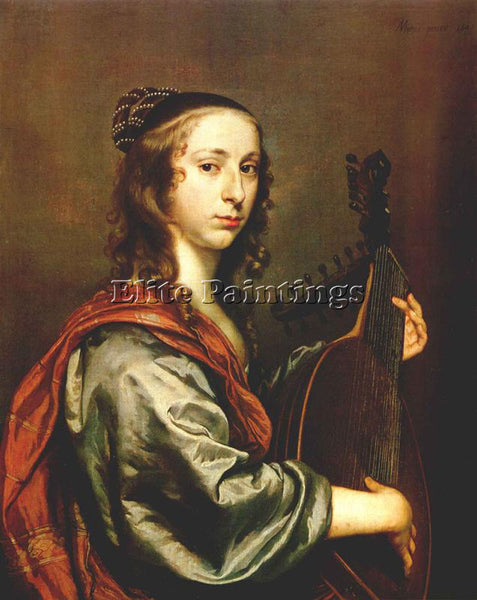ITALIAN MIJTENS JAN LADY PLAYING THE LUTE ARTIST PAINTING REPRODUCTION HANDMADE