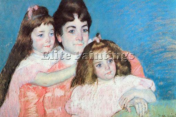 CASSATT MADAME A F AUDE WITH HER TWO DAUGHTERS ARTIST PAINTING REPRODUCTION OIL