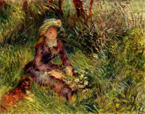 RENOIR MADAME RENOIR WITH DOG ARTIST PAINTING REPRODUCTION HANDMADE CANVAS REPRO