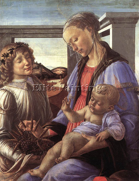 SANDRO BOTTICELLI MADONNA AND CHILD WITH A ANGEL ARTIST PAINTING HANDMADE CANVAS